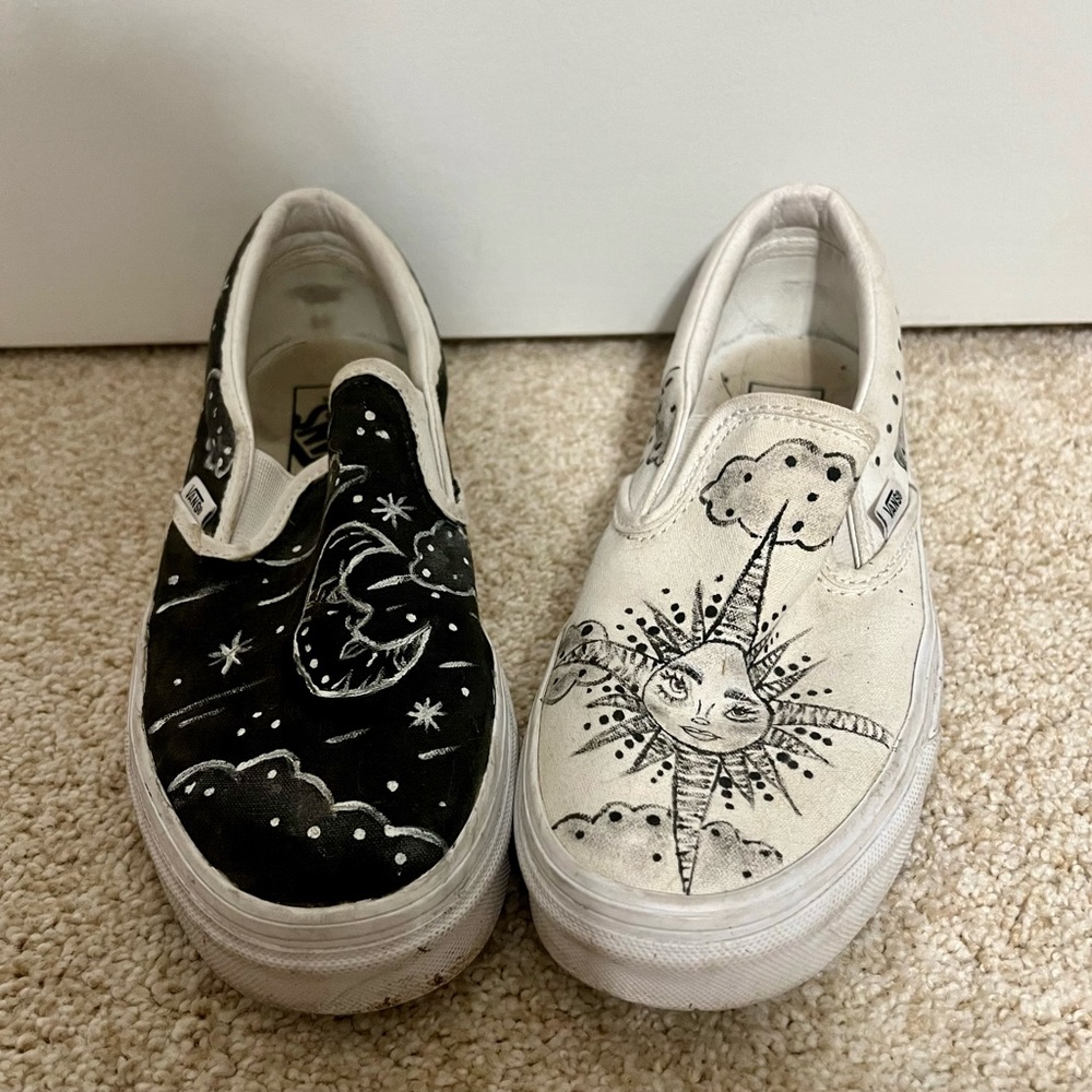 Custom painted Sun and Moon vans